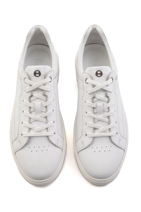 Beyaz Hakiki Deri Erkek Sneaker E01398008743