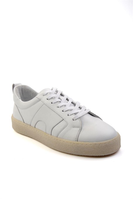 Beyaz Hakiki Deri Erkek Sneaker E01442500643