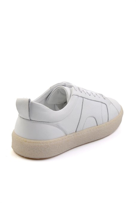 Beyaz Hakiki Deri Erkek Sneaker E01442500643