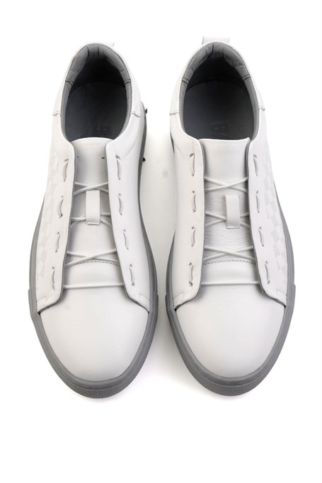 Beyaz Hakiki Deri Erkek Sneaker E01535125703