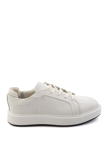 Beyaz Hakiki Deri Erkek Sneaker E01549290503