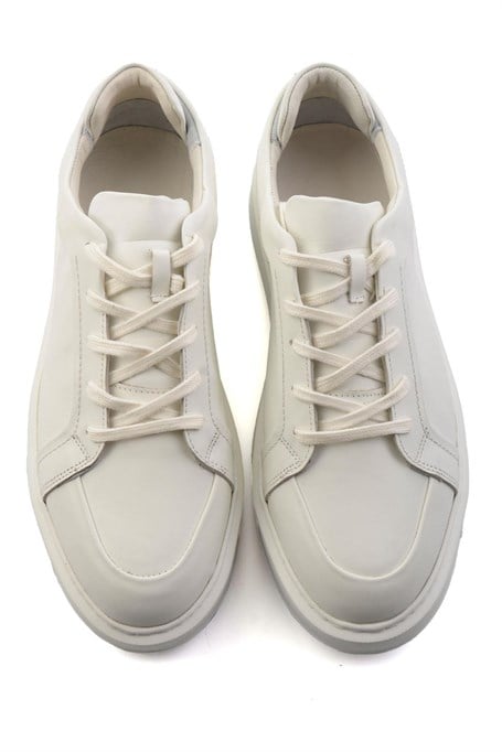 Beyaz Hakiki Deri Erkek Sneaker E01549290503