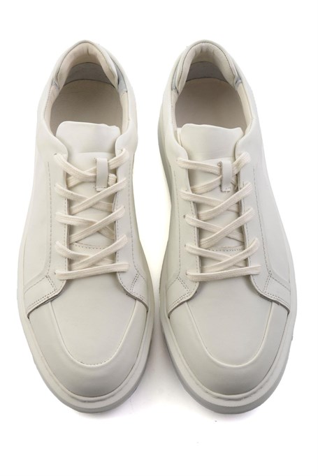 Beyaz Hakiki Deri Erkek Sneaker E01549290503