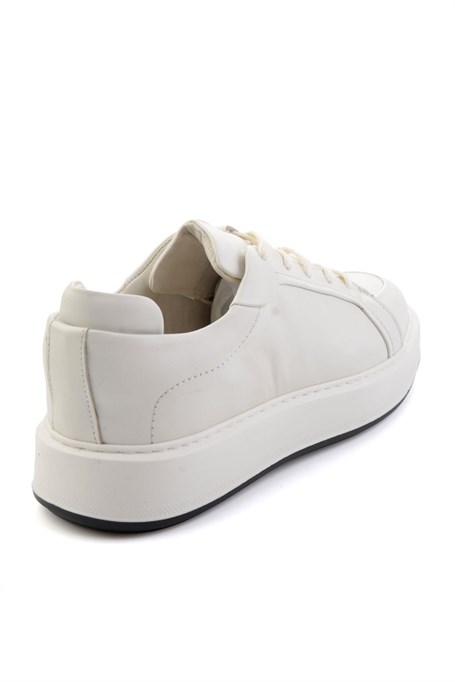 Beyaz Hakiki Deri Erkek Sneaker E01549290503