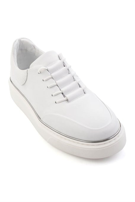 Beyaz Hakiki Deri Erkek Sneaker E01585127543