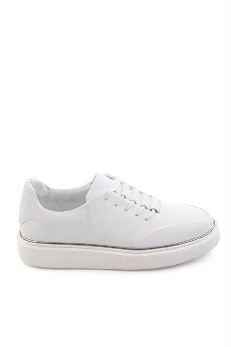 Beyaz Hakiki Deri Erkek Sneaker E01585127543