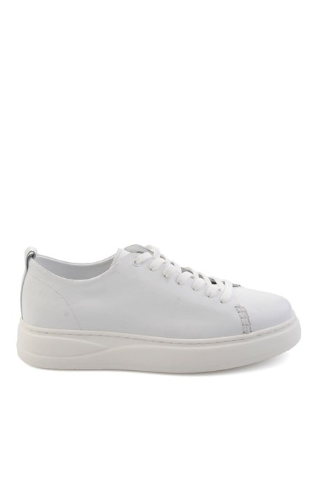 Beyaz Hakiki Deri Erkek Sneaker E01593202503