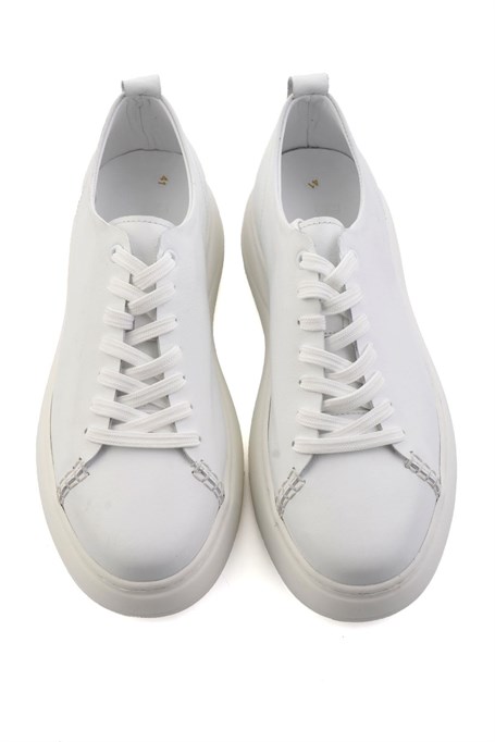 Beyaz Hakiki Deri Erkek Sneaker E01593202503