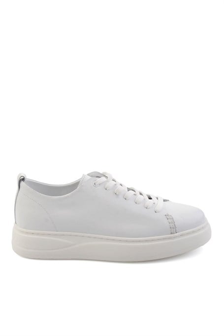 Beyaz Hakiki Deri Erkek Sneaker E01593202503