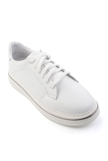 Beyaz Hakiki Deri Erkek Sneaker E01595142043