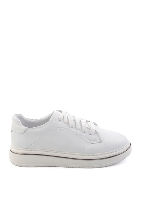 Beyaz Hakiki Deri Erkek Sneaker E01595142043