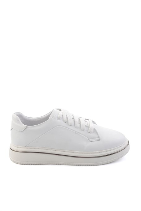 Beyaz Hakiki Deri Erkek Sneaker E01595142043