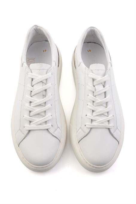 Beyaz Hakiki Deri Erkek Sneaker E01595327543