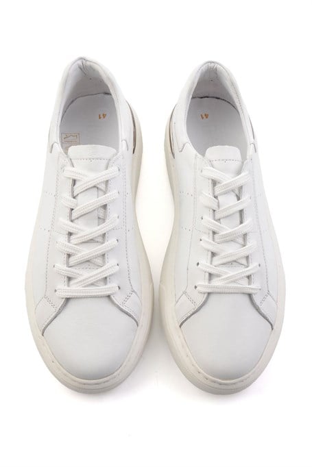 Beyaz Hakiki Deri Erkek Sneaker E01595327543