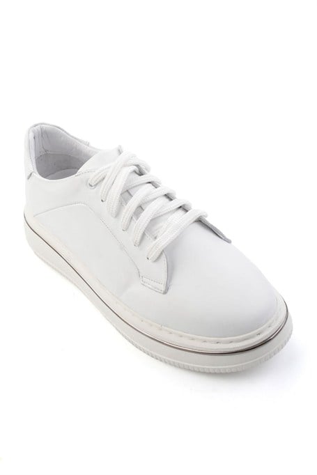 Beyaz Hakiki Deri Erkek Sneaker E01595142043