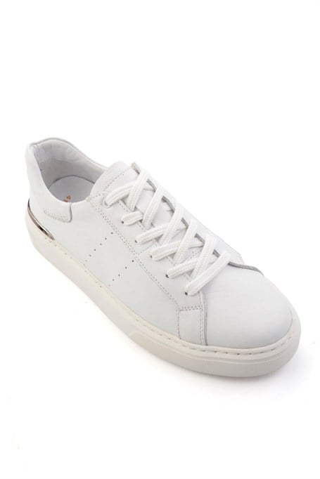 Beyaz Hakiki Deri Erkek Sneaker E01595327543