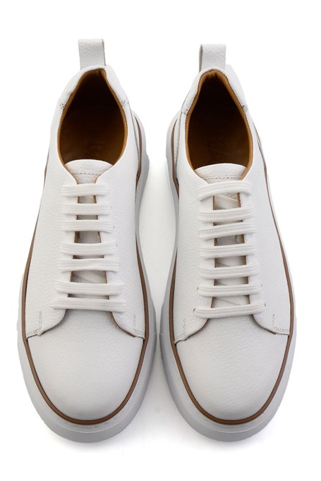 Beyaz Hakiki Deri Erkek Sneaker E01811300540