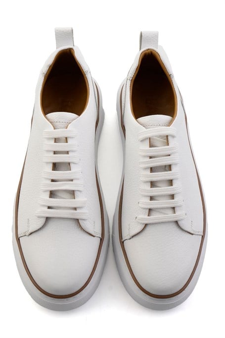 Beyaz Hakiki Deri Erkek Sneaker E01811300540