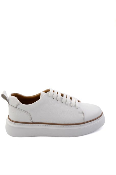 Beyaz Hakiki Deri Erkek Sneaker E01811300540