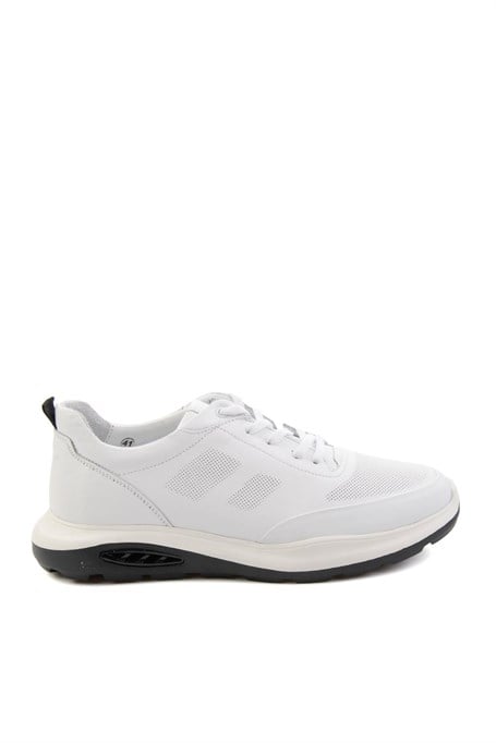 Beyaz Hakiki Deri Erkek Sneaker E01958176343