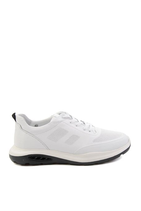 Beyaz Hakiki Deri Erkek Sneaker E01958176343
