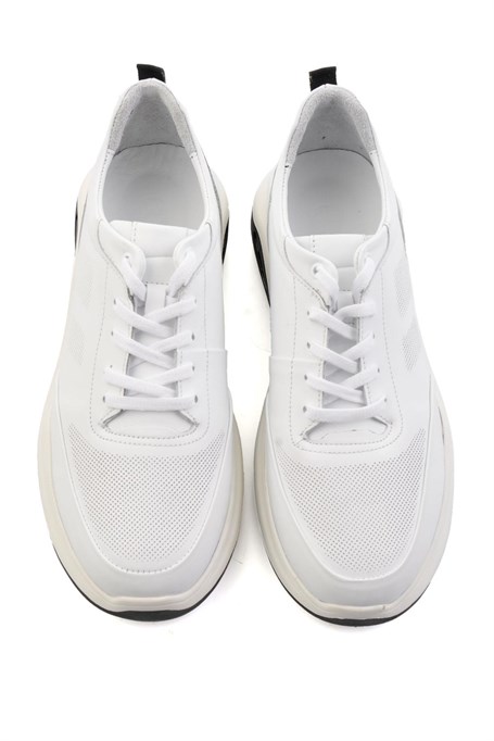 Beyaz Hakiki Deri Erkek Sneaker E01958176343