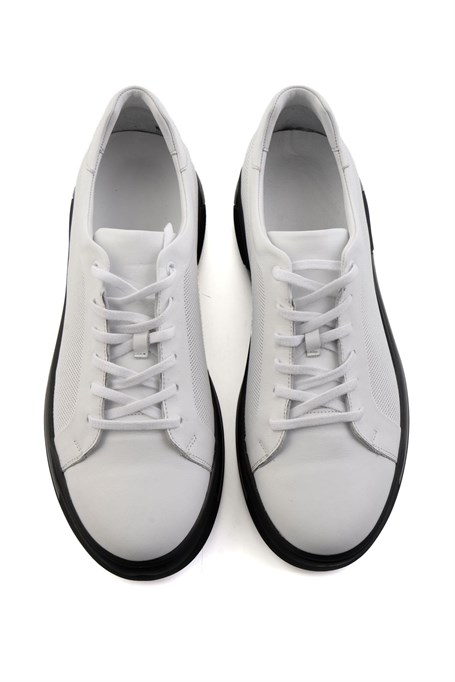 Beyaz Hakiki Deri Erkek Sneaker E01958176643