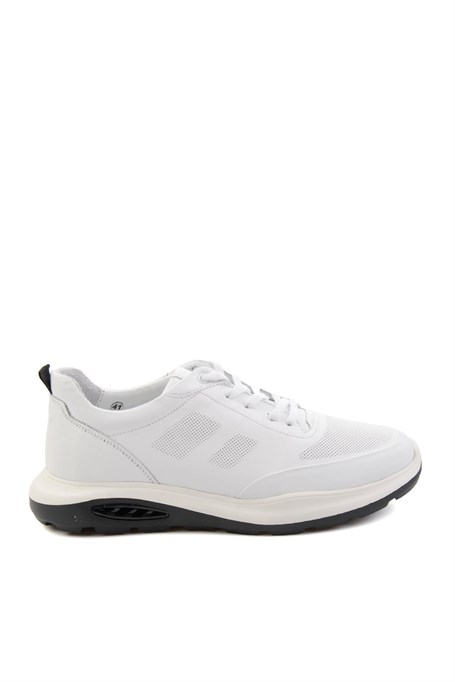 Beyaz Hakiki Deri Erkek Sneaker E01958176343