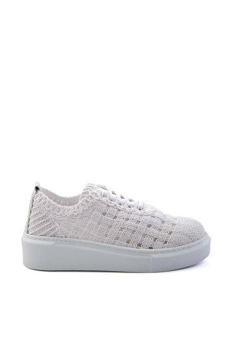 Beyaz Hakiki Deri Kadın Sneaker K01303018616