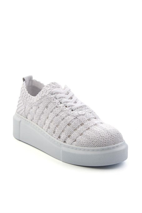 Beyaz Hakiki Deri Kadın Sneaker K01303018616