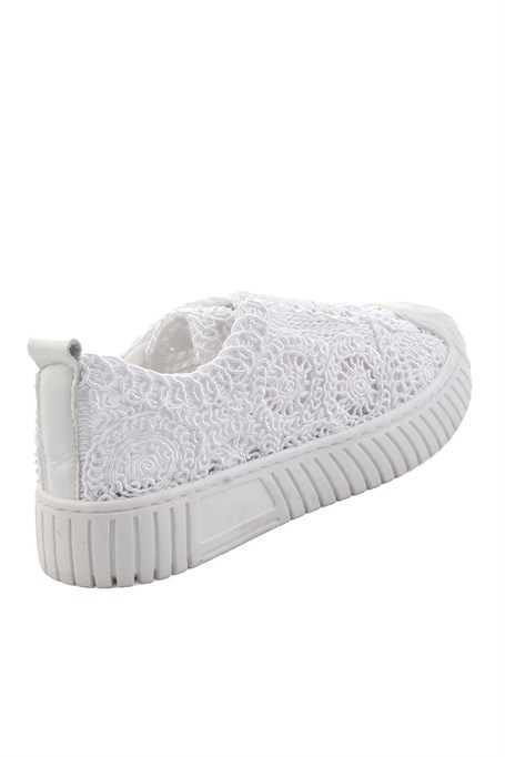 Beyaz Hakiki Deri Kadın Sneaker K01331175016