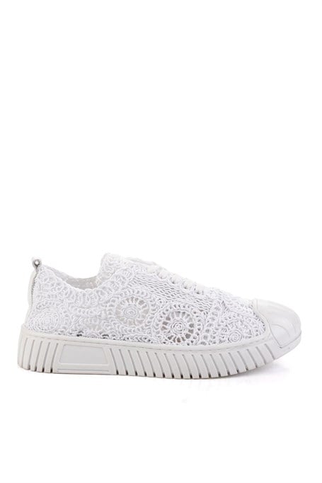 Beyaz Hakiki Deri Kadın Sneaker K01331175016