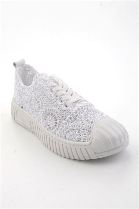 Beyaz Hakiki Deri Kadın Sneaker K01331175016