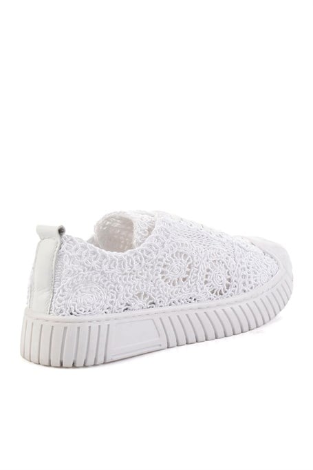 Beyaz Hakiki Deri Kadın Sneaker K01331175016