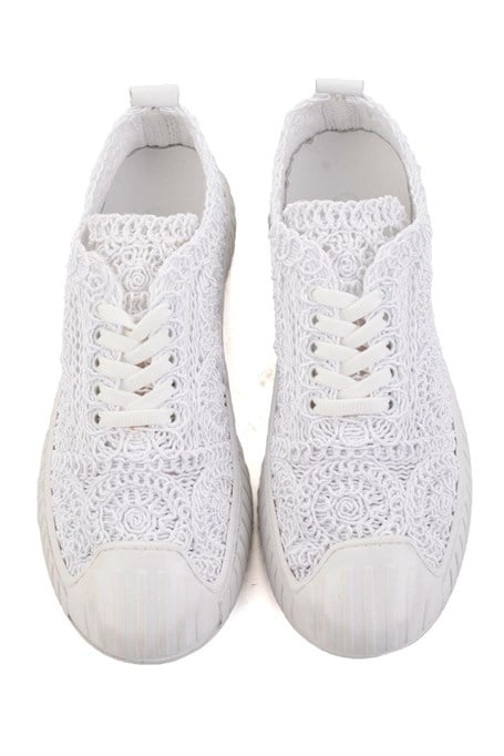 Beyaz Hakiki Deri Kadın Sneaker K01331175016