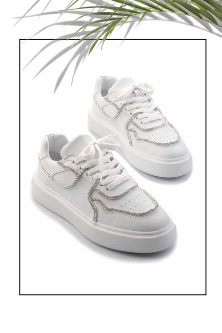 Beyaz Hakiki Deri Kadın Sneaker K01480136703