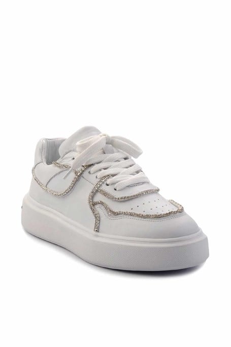Beyaz Hakiki Deri Kadın Sneaker K01480136703
