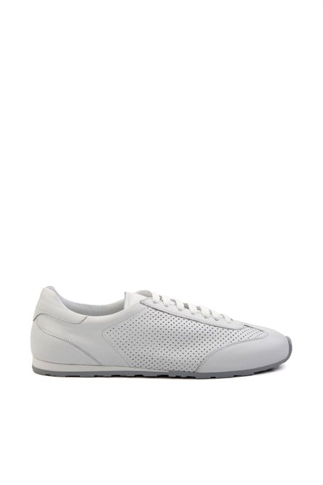 Beyaz Kırışık Hakiki Deri Erkek Sneaker E01083017103