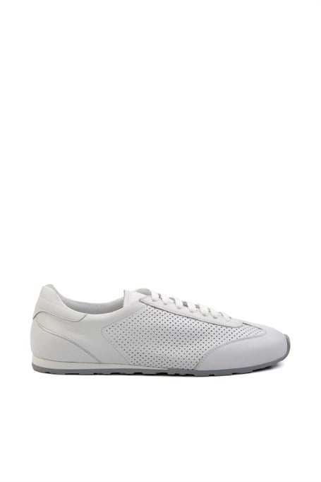 Beyaz Kırışık Hakiki Deri Erkek Sneaker E01083017103