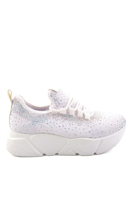Beyaz Triko  Kadın Sneaker K01824040382