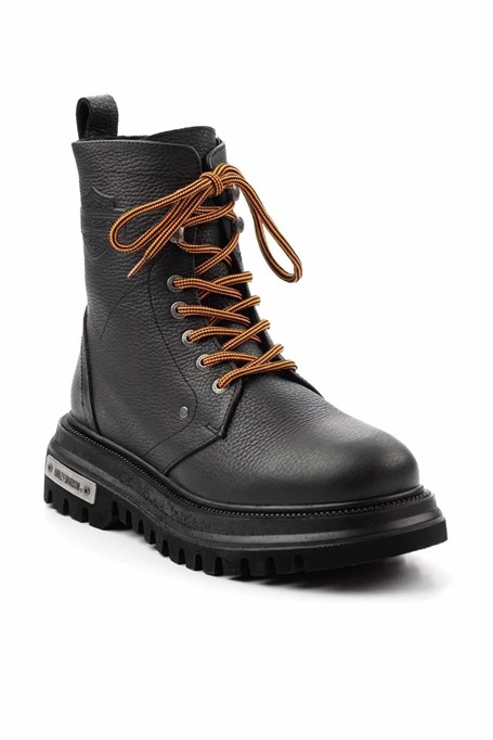 Black Hakiki Deri Erkek Bot & Bootie HD1777057003