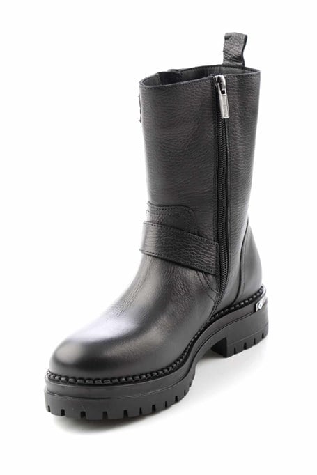 Black Hakiki Deri Kadın Bot & Bootie HD0777002203