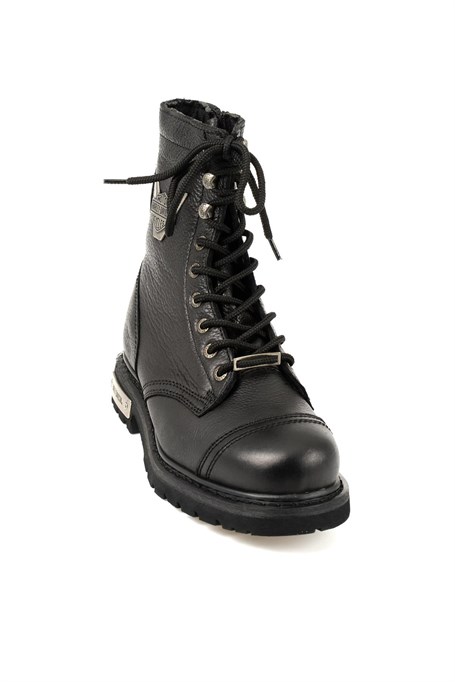 Black Hakiki Deri Kadın Bot & Bootie HD0777032803