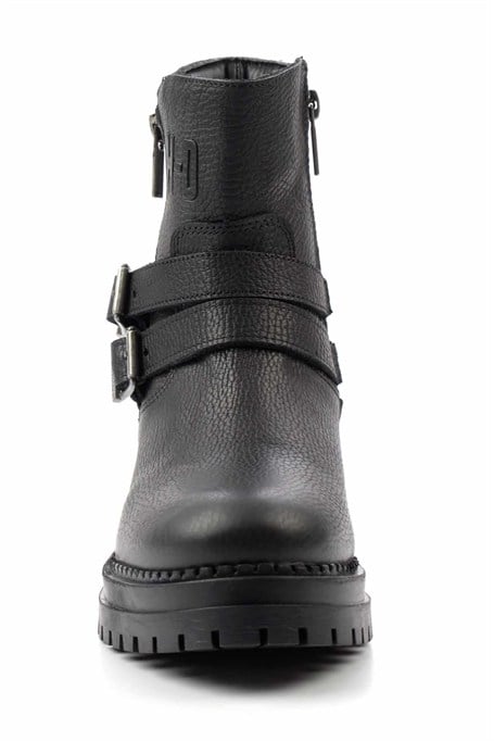 Black Hakiki Deri Kadın Bot & Bootie HD0777055603
