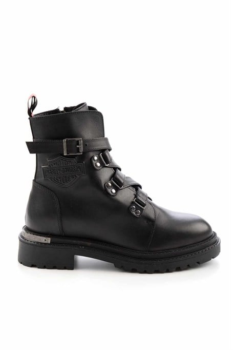Black Hakiki Deri Kadın Bot & Bootie HD0777003003