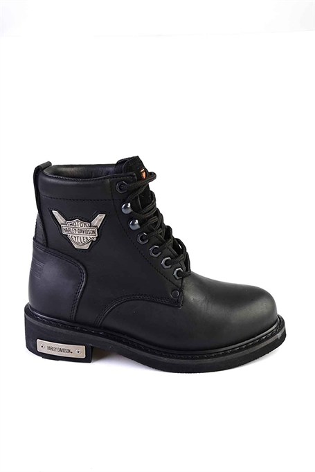Black Hakiki Deri Kadın Bot & Bootie HD0777009603