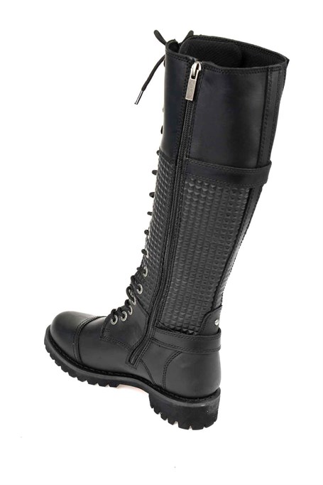 Black Hakiki Deri Kadın Bot & Bootie HD0777053303