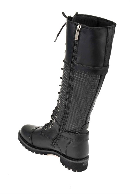 Black Hakiki Deri Kadın Bot & Bootie HD0777053303