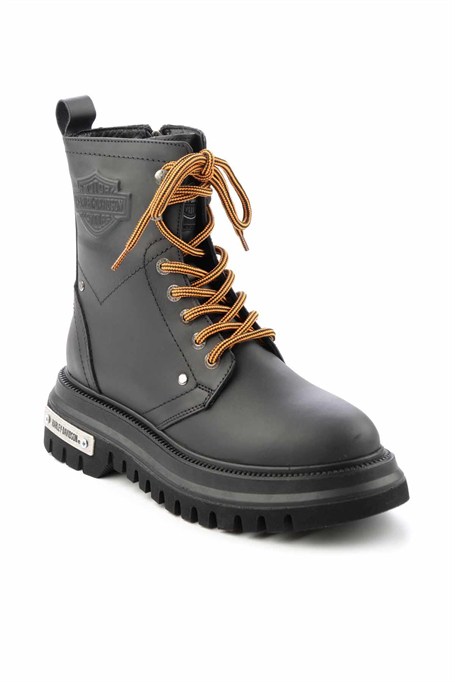 Black Hakiki Deri Kadın Bot & Bootie HD0777002903