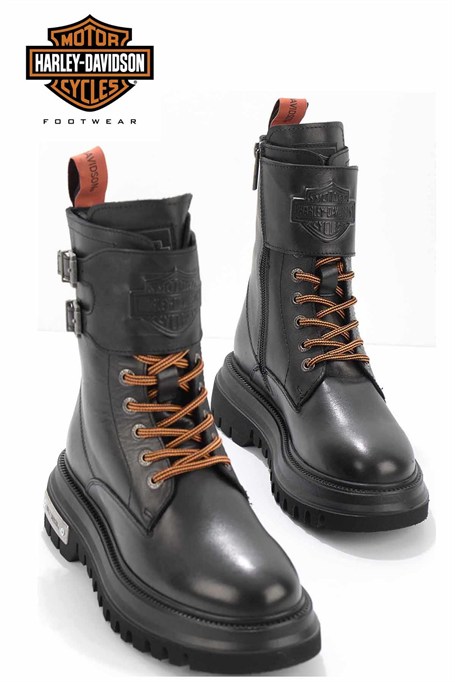 Black Hakiki Deri Kadın Bot & Bootie HD0777002503